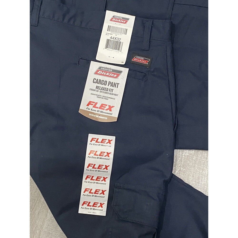 Dickies Mens 44x32 Navy Blue Relaxed Fit Cargo Pants Straight Leg Flex Work pant - Picture 5 of 6